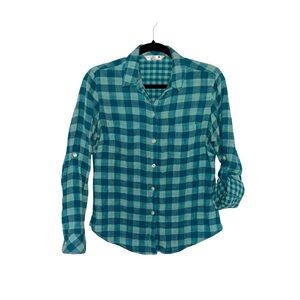 RIDERS BY LEE Blue Check Flannel Button Down Shirt with Chest Pockets S